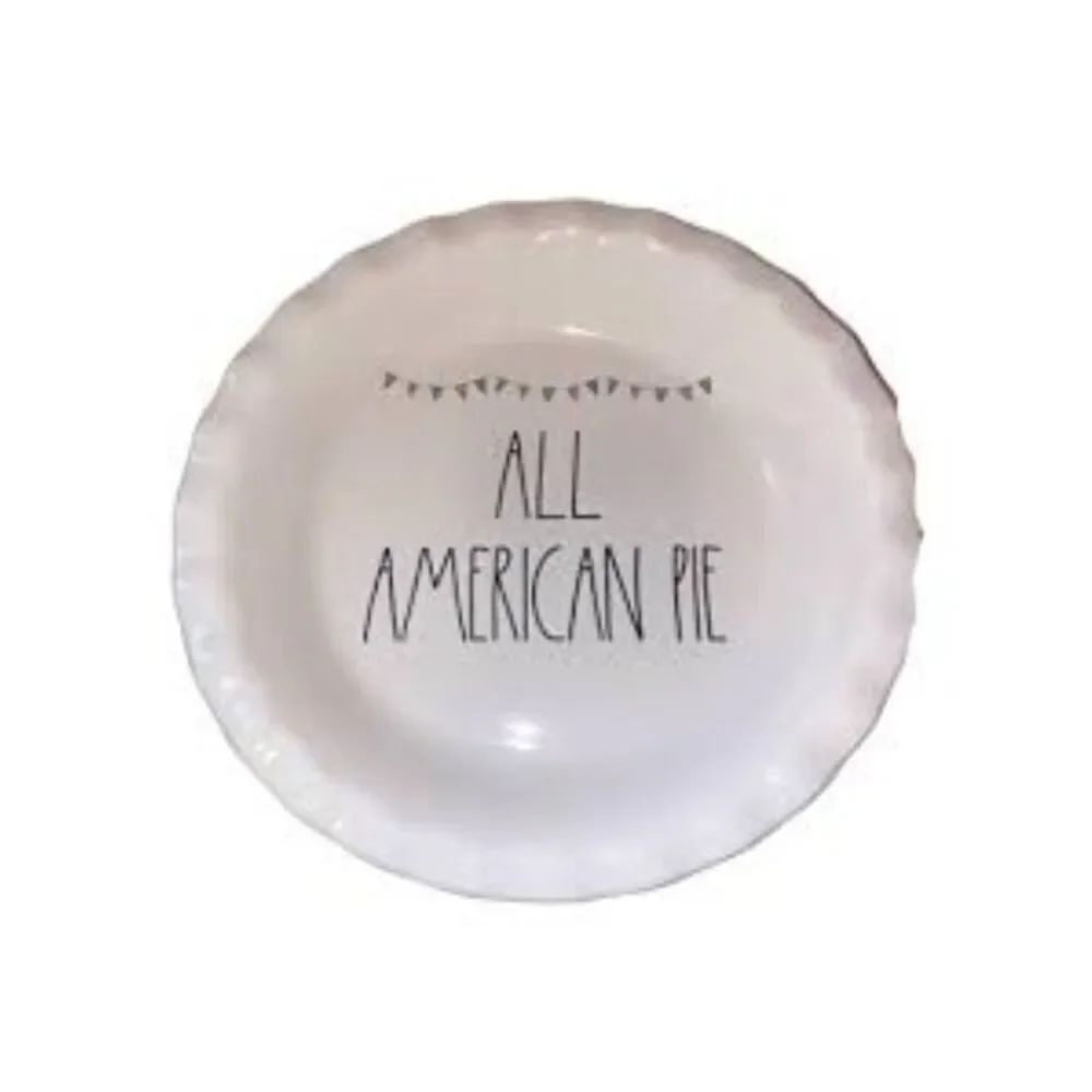 RAE DUNN Artisan Collection Patriotic Baking Dish / Plate "ALL AMERICAN PIE"